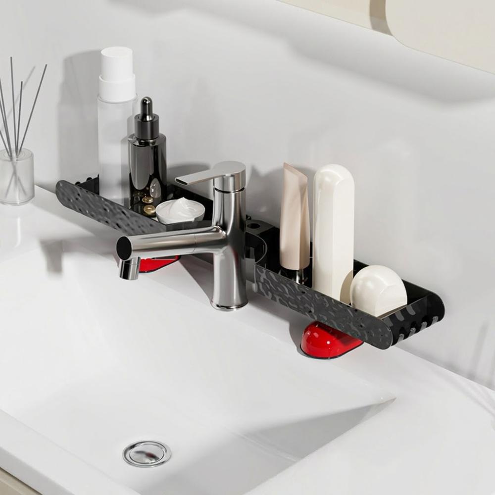 

Dual-grid Bathroom Storage Rack U-shaped Cosmetics Stand Removable Faucet Sink Shelf Bathroom чорний