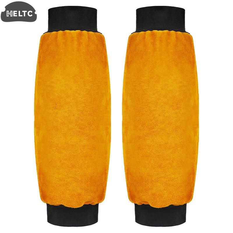 1 Pair Portable Welding Arm Guard PU Leather Welding Sleeves Heat Resistant Flame Retardant Arm Protection For Industrial Work