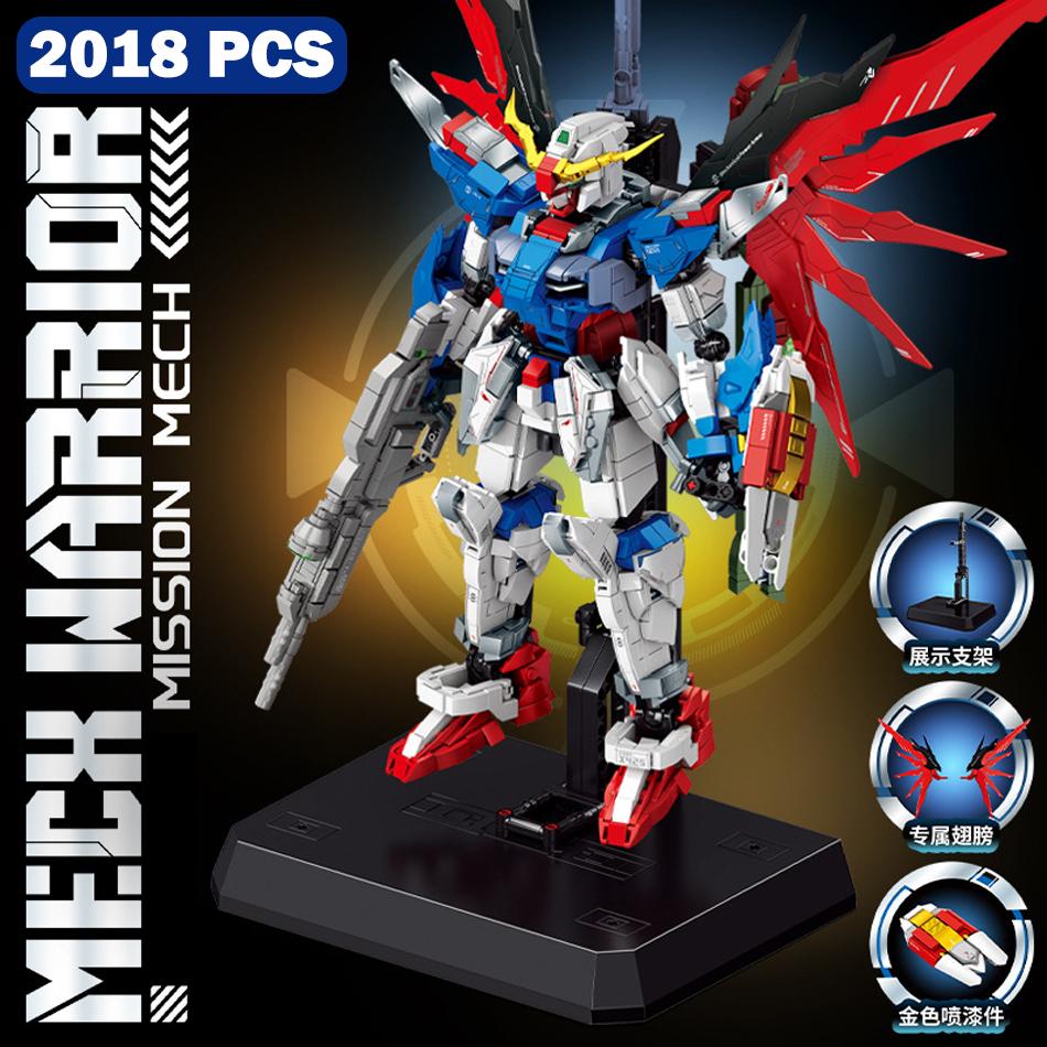MOC Technical Freedom Destiny Mecha Model Building Blocks Anime Mechanical Armor Robot Figures Bricks Toys for Kids Adults Gifts