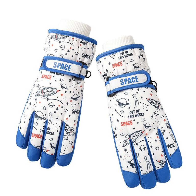 Children s ski gloves, winter outdoor warm cycling gloves, waterproof and windproof.