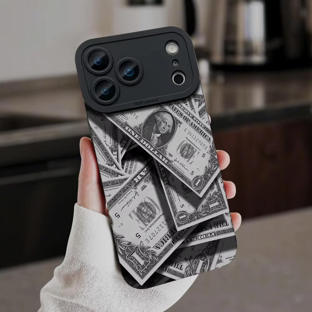 Monochrome 1 Dollar Bill Stack Money Print Phone Case For Samsung Galaxy S26 Ultra S25 S24 S23 S22 Plus S21 FE A16 A55 A35 Cover