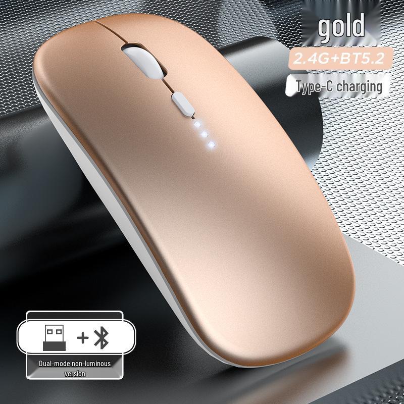 Wireless Dual-Mode Silent Bluetooth 2.4G Photoelectric Mouse with Rechargeable Power Display.