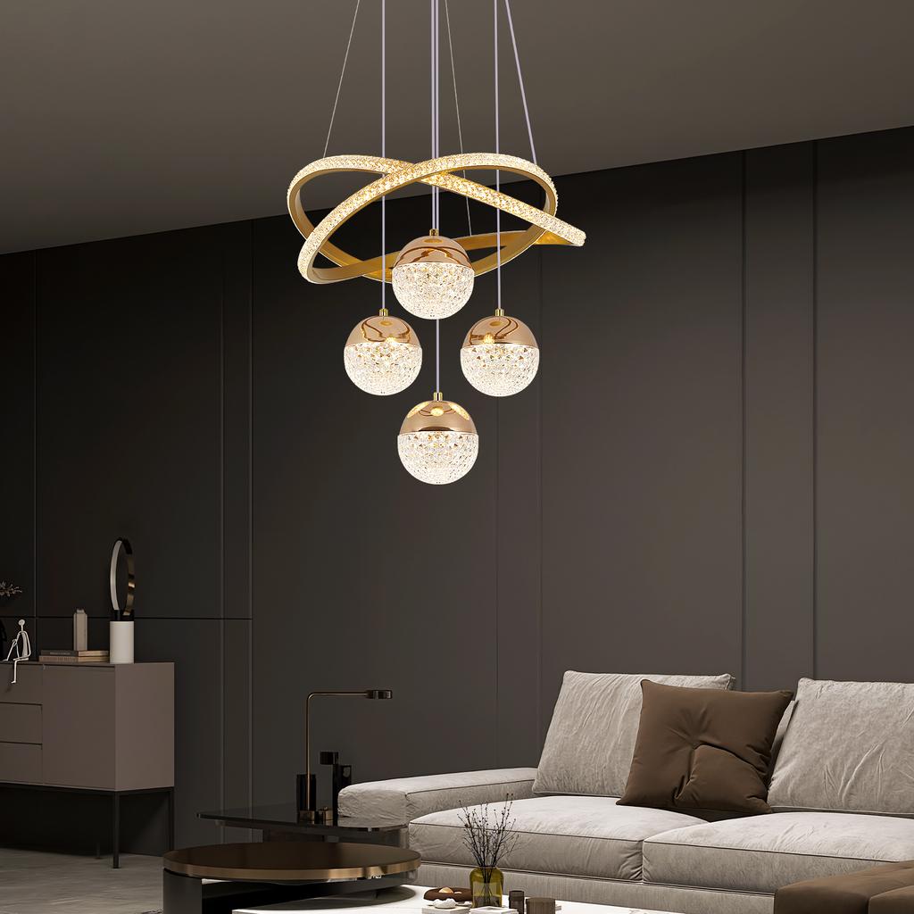 Modern Led Chandelier Lighting Three LED Colors Nordic Restaurant Lighting Living Room Chandelier Hanging Lamp Lighting Fixture