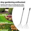 Handheld Weeding Rake Stainless Steel Hand Rake with 5 Teeth Heavy Duty Gardening Rake for Cultivating Loosening Soil Spreading Mulch
