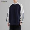 MMOPTOP Men's American Style Color Block Half-Zip Raglan Sweatshirt