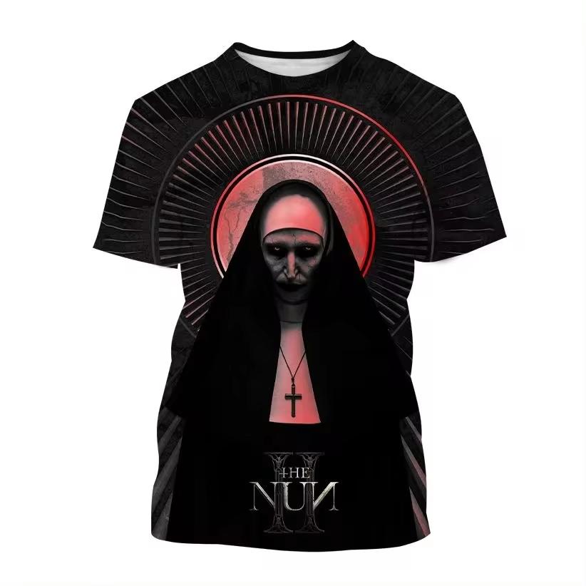 Magliette Grafiche Film Horror The Nun Stampa 3D Uomo/Donna Manica Corta Girocollo T-shirt Oversize Streetwear Harajuku Magliette Y2k Top