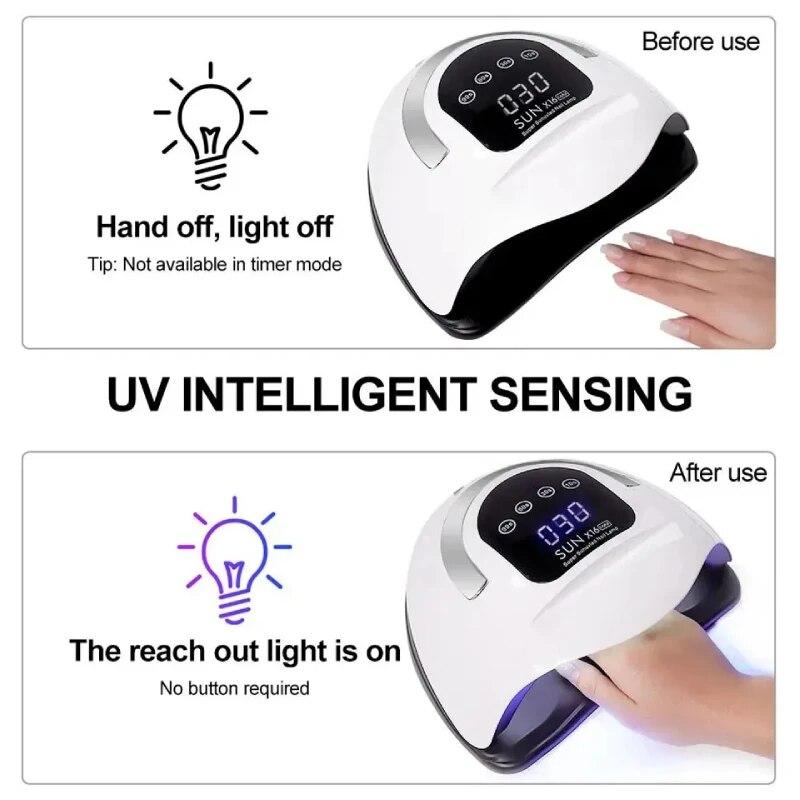 UV LED Nail Lamp for Manicure 72LEDs Gel Polish Drying Machine with Large LCD Touch Professional Smart Nail Dryer Tool