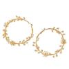 Exaggerated Hoop Earrings For Women Leaf Flower Gold Color Big Circle Earrings Vintage Trend Women'S Jewelry Gift
