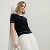 Fila Lifestyle White Series Color Block Fitted Crew Neck Comfortable Versatile Short Sleeve T-Shirt Women Tops Legendary-Blue F11W523401F-NV