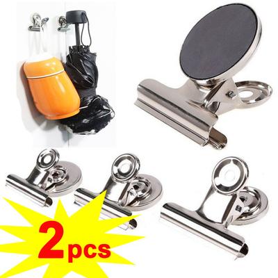 2Pcs Fridge Magnetic Clips Metal Round Refrigerator Magnets Kitchen Recipes Office Whiteboard Memo Paper Note Message Clamp