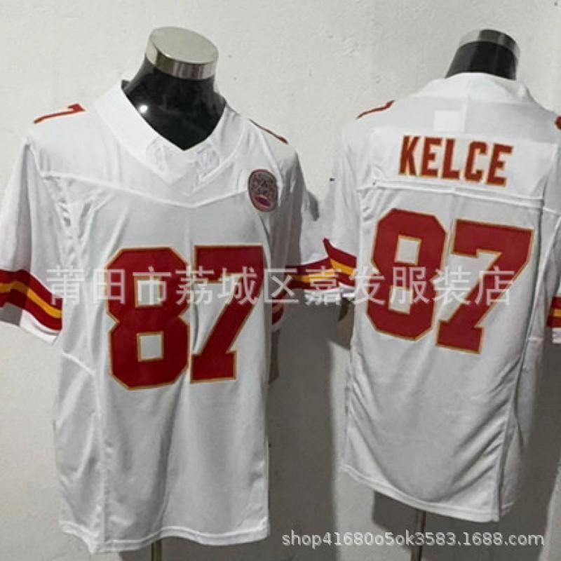 Mens Kansas City Chiefs NFL Football Jersey Patrick Mahomes 15 Travis Kelce 87 Authentic Style Cotton Team Sport Shirt