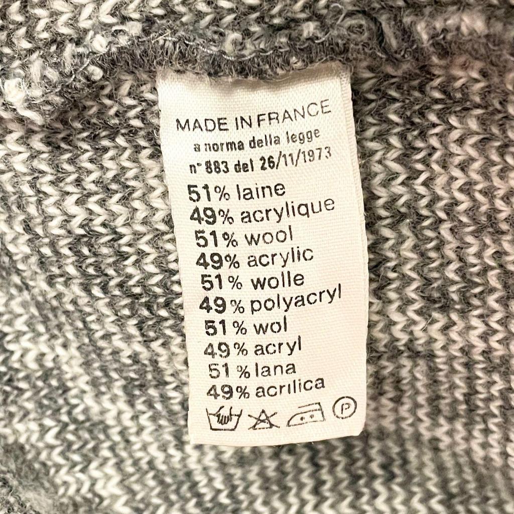 Used Rare Item MADE IN FRANCE 70-80s CHEMISE LACOSTE All-over Pattern Wool Acrylic Sweater Gray X White 3 Sizes