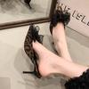Fashion 2025 Fashion Slingbacks Women's High Heels New Leopard Print Summer Butterfly-knot Plus Size Best Seller Closed Toe Slippers