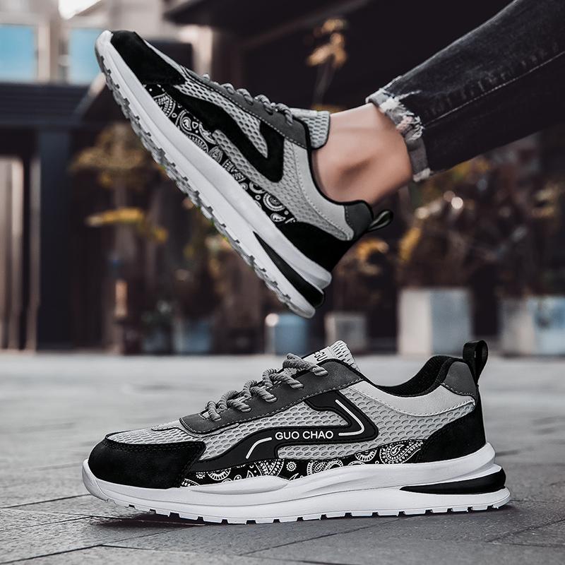 Men’s Sports Basketball Shoes Street Style Running Sneakers Students Over Sized Breathable Mesh Shoes Low Top