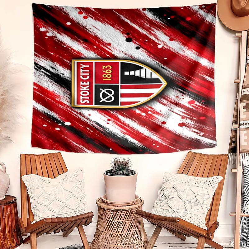 Stoke City F.C. Tapestry Wall Hanging Room Background Cloth Home Decor Beach Mat Yoga Mat Sofa Bed Sheet