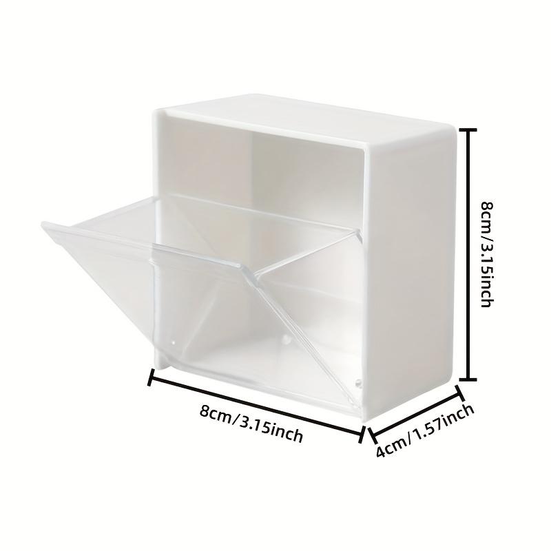 

1 шт. Пластиковый органайзер для макияжа - с откидной крышкой, для ватных дисков, резинок для волос, хранения помады, с откидной крышкой на клейкой основе