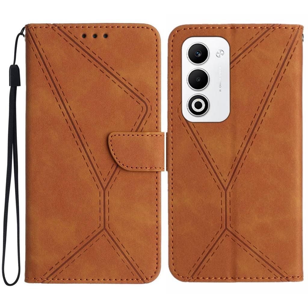 For Oppo A5 5G Case Skin Touch Lines Imprinted PU Leather Flip Phone Cover