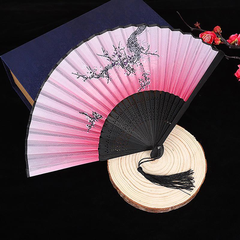 Vintage Silk Folding Hand Fan Chinese Bamboo Fans Craft Gifts Women Dance Performance Props Home Decoration Ornaments