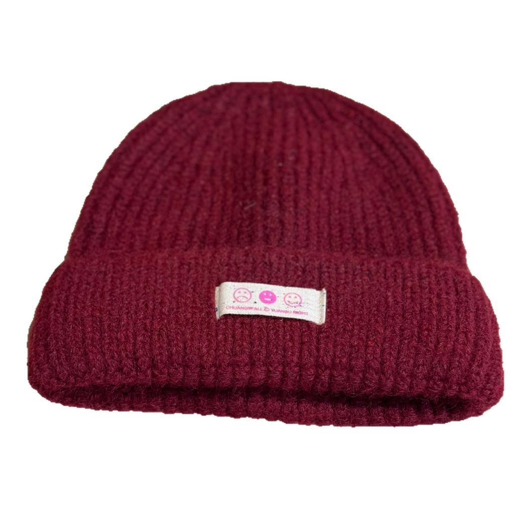 Korean Version Ins Smiling Face Wool Hat for Women Autumn and Winter New Thickened Warm Baotou Hat Showing Face Small Ear Protection Knitted Hat
