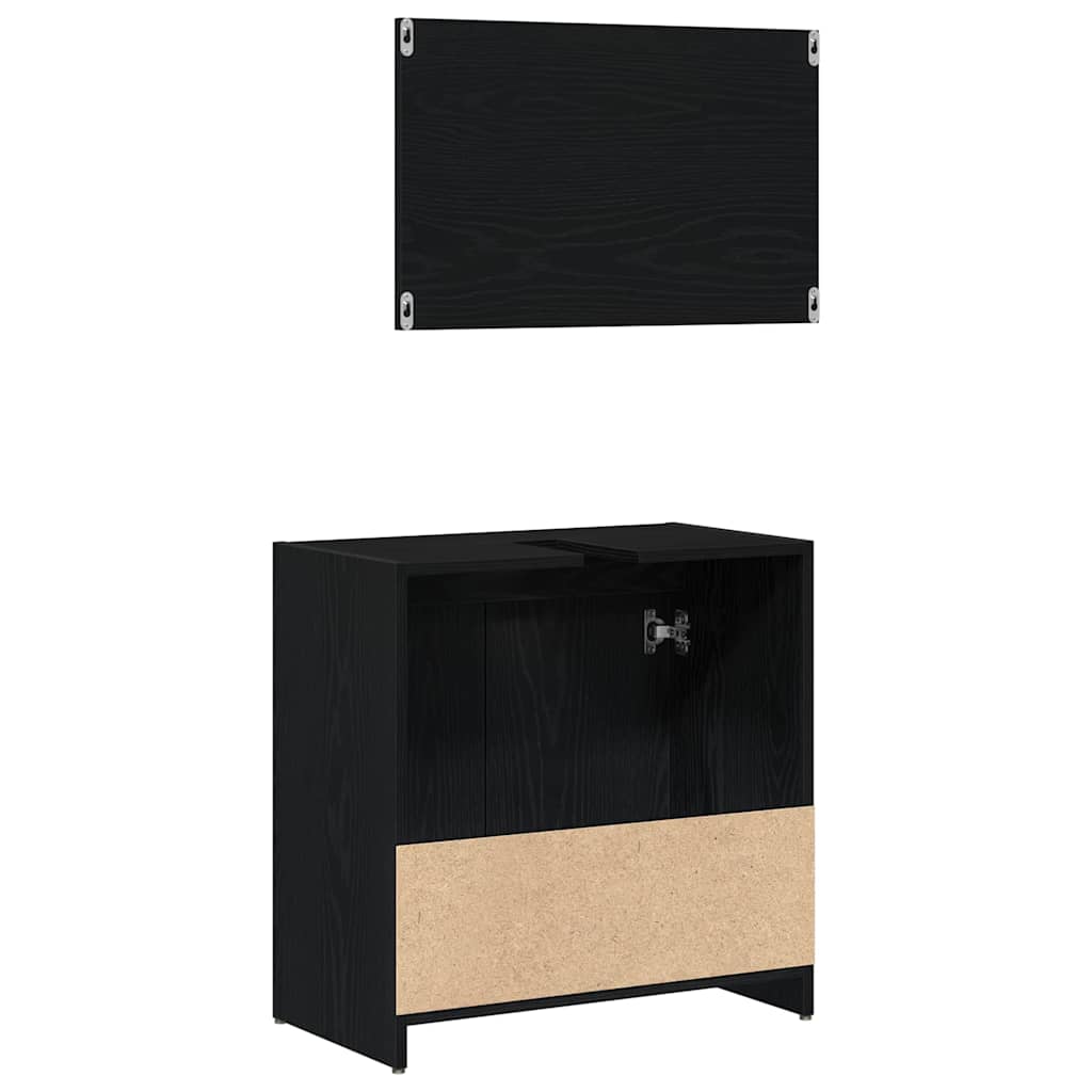 Bathroom Cabinet with Door Black Oak Effect 60 x 33 x 60 cm