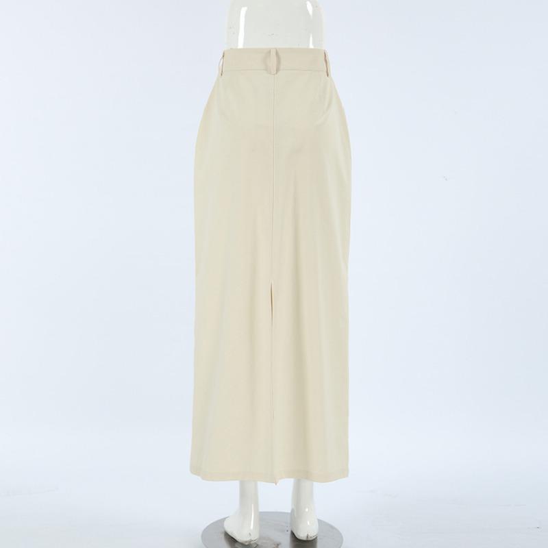 Autumn and Winter Elegant Solid Color Fashion Women's Skirt Slim Fit High Waist All-match Pocket Slit Skirt for Women