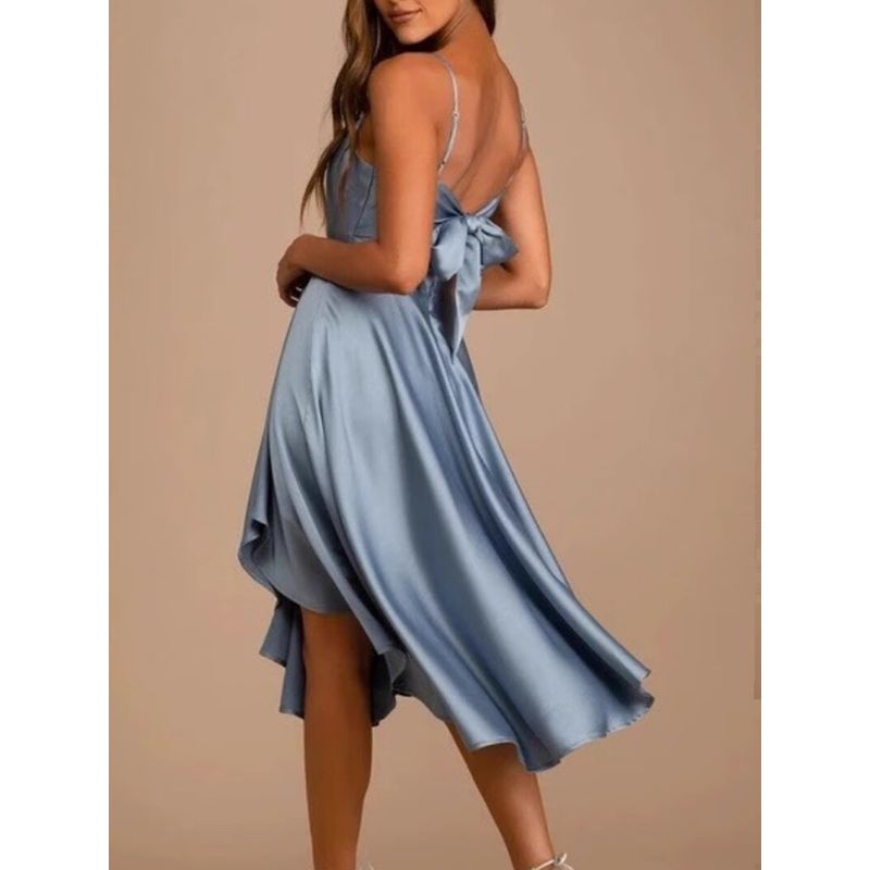 Export Lu's Sling Strap Sexy Open Back Elegant Elegance Vacation Summer Beautiful Lady Casual Dress