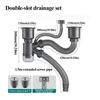 Anti-odor Double Sink Tube Stainless Steel Deodorizing Drain Pipe Kitchen Sink Drain  Dishwasher