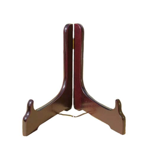 Wanizo Wooden Plate Stand with Closed Legs, Kishu No. 7, Wine Red, for Plates 24-32cm Diameter, Picture Frame Holder, Plate Stand, Wall Clock, Photo,