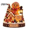 Resin Christmas Micro Landscape Lighted Ornament, Night Light, Decorative Figurine with Desktop Decorations LED Light for Bookshelf and Holiday