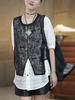 Korean Summer Lace Crochet Leaf Vest Spliced Women's Loose Pullover Top