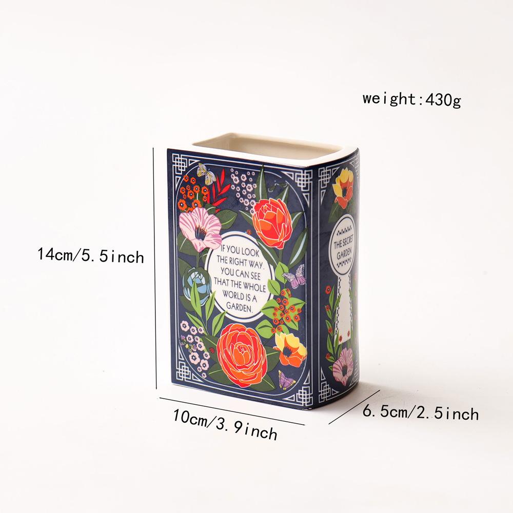 

Керамическая ваза Подставка для цветов Креативный декор в виде книги Настольное украшение для гостиной, обеденного стола