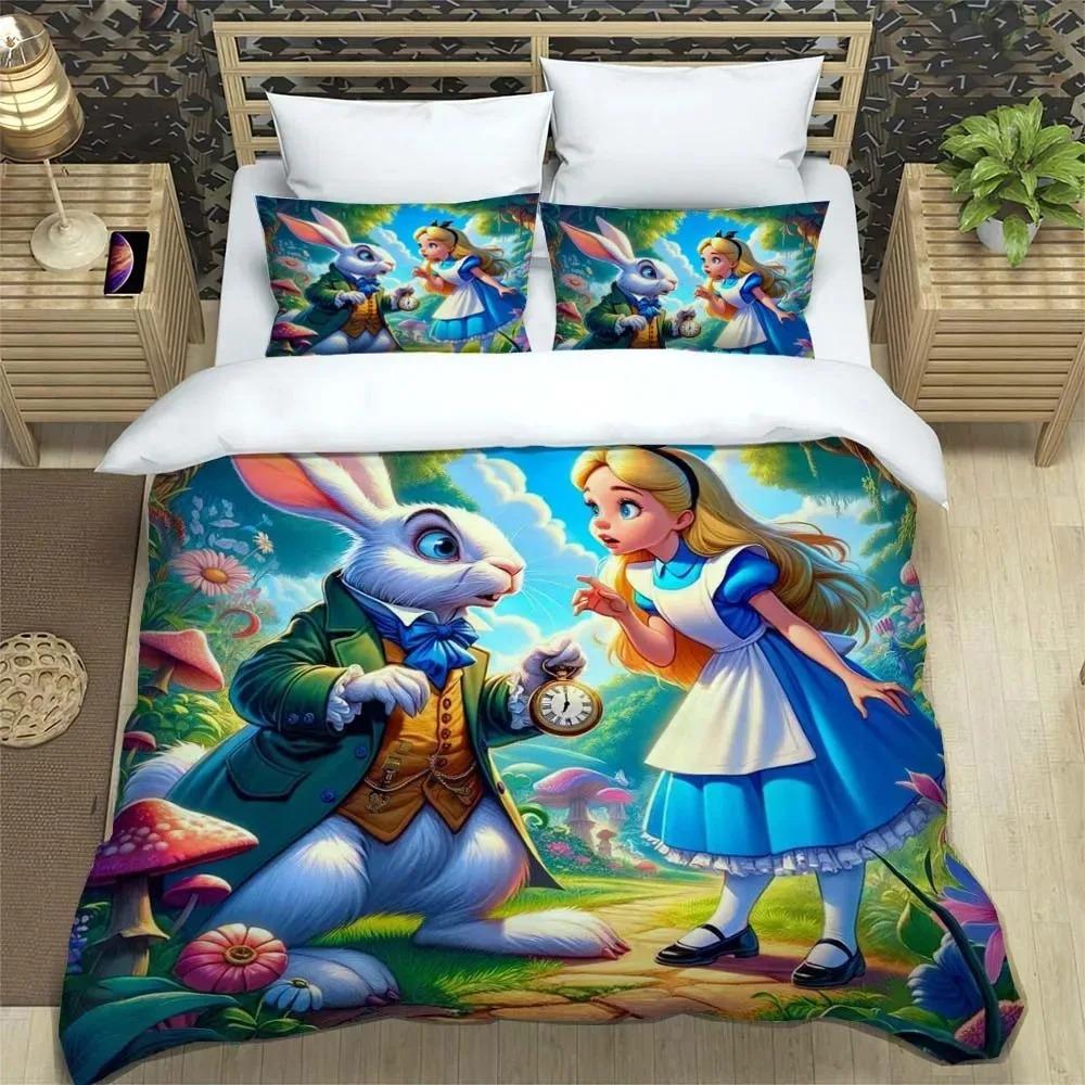 Alice In Wonderland Anime Bedding Set Printed Soft Bedding Set Duvet Cover Children Adult Birthday Gift