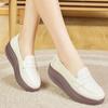 Ladies Platform Loafers Casual Elegant Black Leather Women Height Increase Thick Sole Shake Shoe for Mother