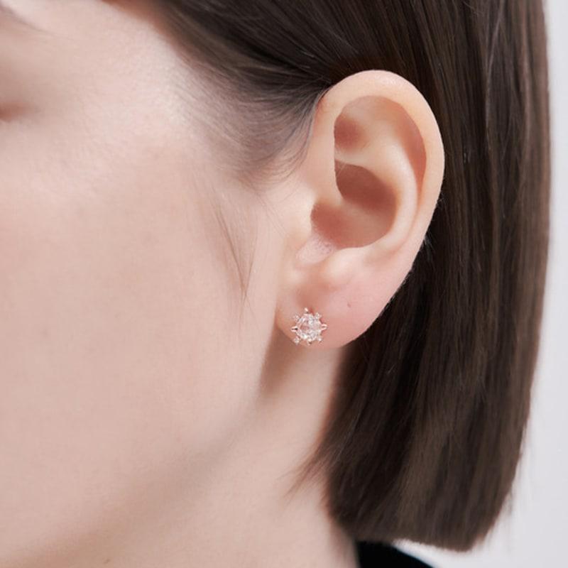 CRANNE Silver Big Point Cubic Ball Earrings C24EB330