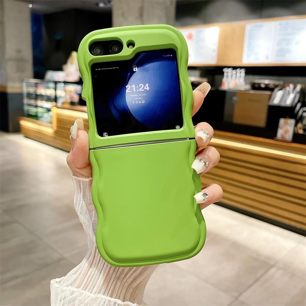 Fashion Matte Wave Edge Silicone Phone Case for Samsung Galaxy Z Flip 6 Z Flip5 Z Flip4 Z flip3 Shockproof Soft Cover