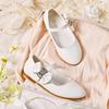 Girls’ White Mary Jane Leather Dress Shoes - Ideal for School, Weddings, and Performances