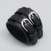 Armlet Double-Row Belt Design Bangle Wrist Jewelry Geometric Dual-Strap Leather Bracelet Euro-American Style Solid Color
