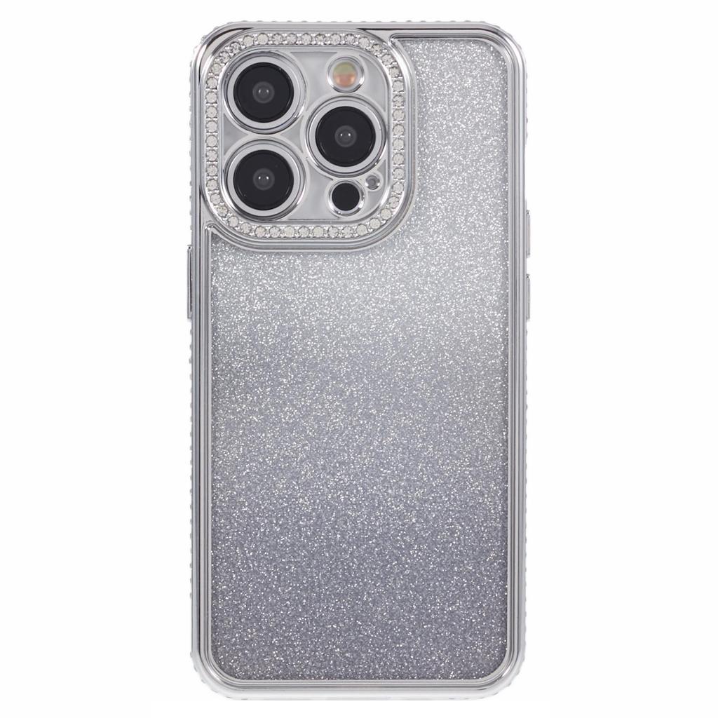 For iPhone 13 Pro Max 6.7 inch TPU Case Rhinestones Decorated Gradient Back Phone Cover