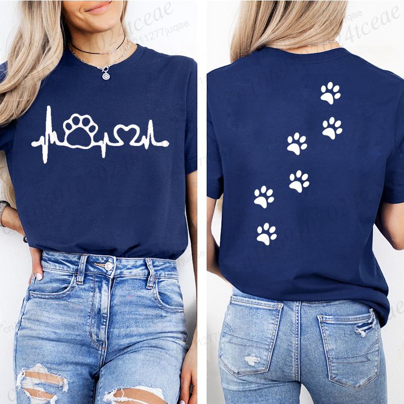 Cat Heart Women Print Tshirt Girl Short Sleeve Crew Neck TShirts Casual Top for Summer  Spring Cat Lover Womens Clothing
