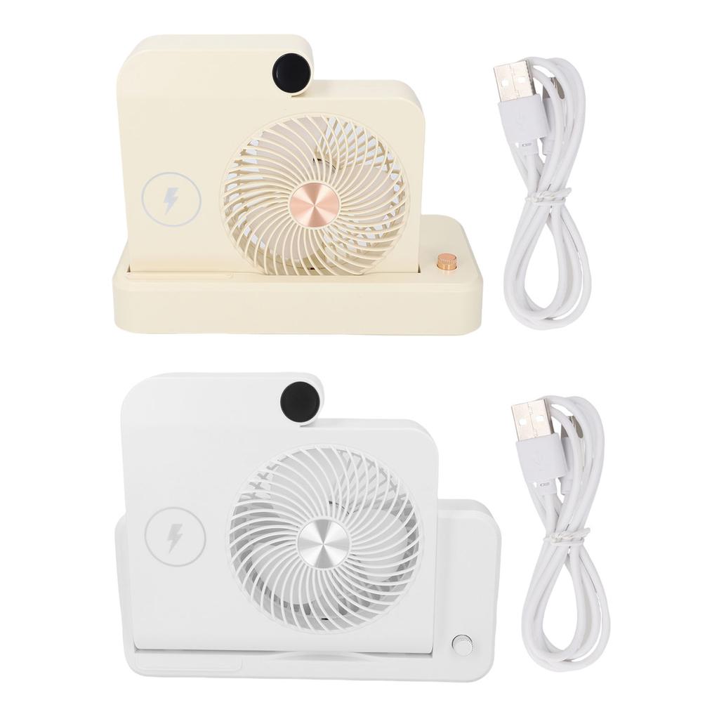Desk Fan with Wireless Charging Station 100 Gears Adjustable Folding Quiet Small Portable Fan for Mo