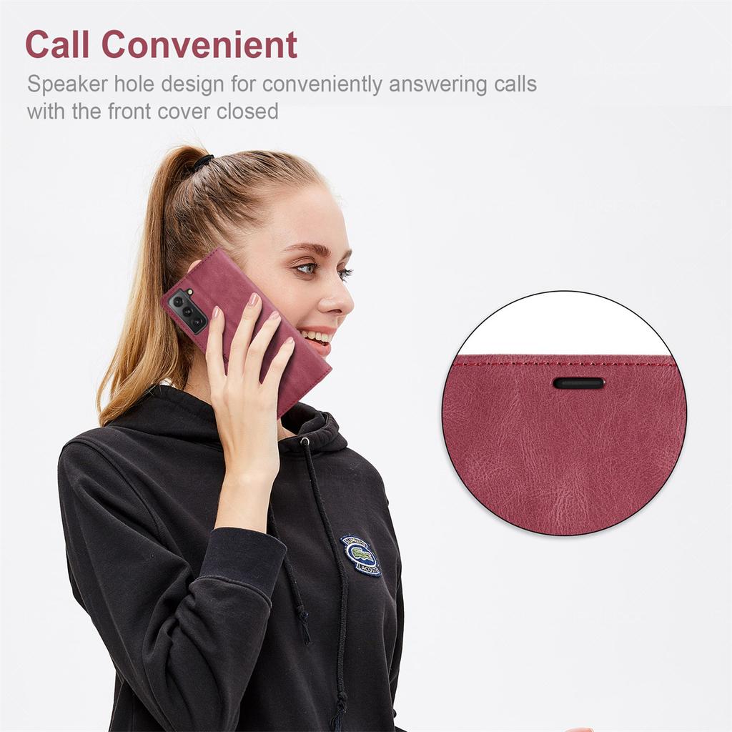 Premium Vintage Leather Wallet Case for Samsung Galaxy S21+ / S21 Plus - Flip Cover with Card Slots, Shockproof Retro Style (4 Colors)