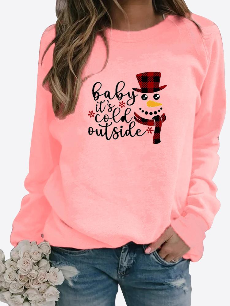 Winter Women's LOVE Printed Tops T-shirt Ladies Round Neck Long Sleeve Casual Sweatshirt Plus Size Blouse Plush Sweater