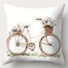 4Pcs Set, Sofa Pillow Case, Flower Bicycle Pillow Case,45X45Cm, Single-Sided Print, Home Decoration, Sofa Waist Pillow Cas
