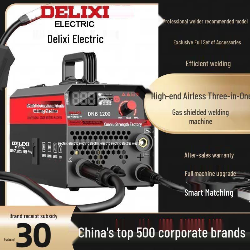 Delixi 1200 Three-in-One Welder: Gasless MIG/MAG, Manual Arc, TIG, Household 220V.