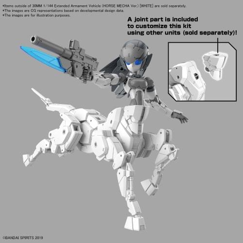BANDAI SPIRITS 30MM Exar Vehicle (Horse Mecha Ver.) White 1/144 Scale Color-coded Plastic Model
