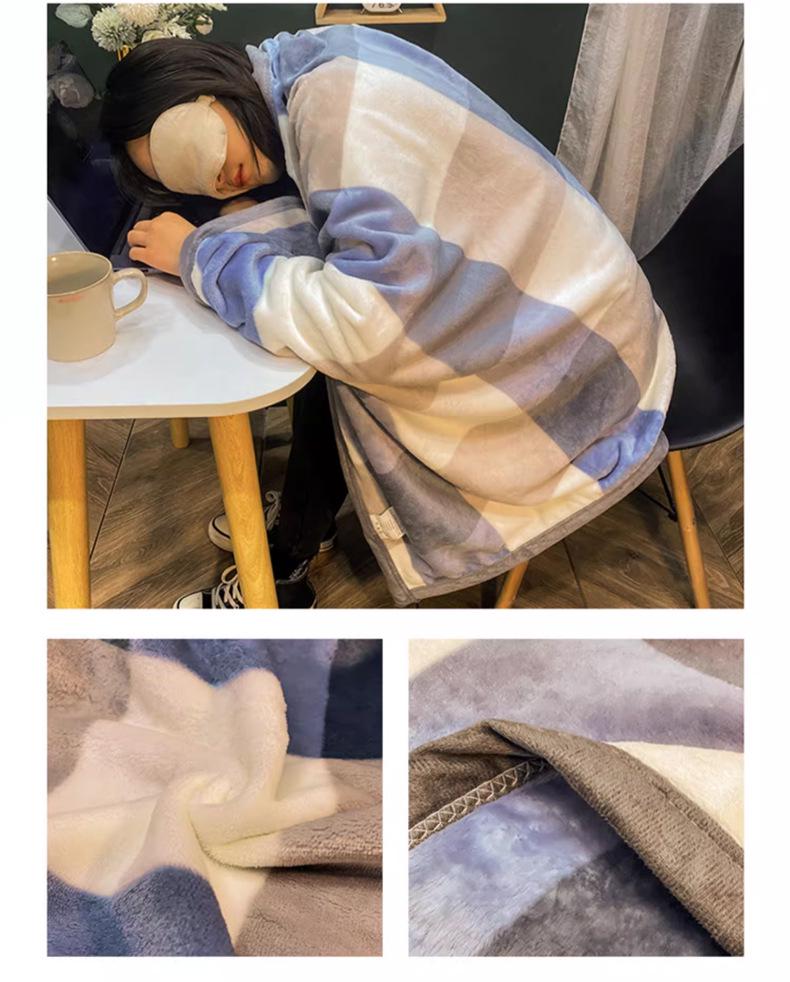 Cute Coral Fleece Office Nap Shawl and Flannel Blanket