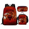 Stranger Things Peripheral Student Schoolbag Three-Piece Set, Cartoon Stragner Things Backpack Lunch Bag