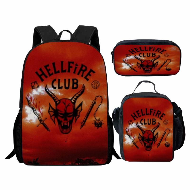 Stranger Things Peripheral Student Schoolbag Three-Piece Set, Cartoon Stragner Things Backpack Lunch Bag
