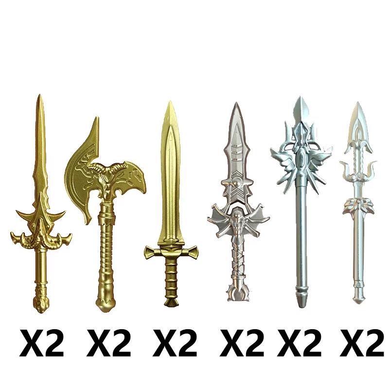 MOC Medieval Building Block Soldier Figure Weapon Accessories Battle Axe Bow Arrow Sword Sheath Shield Assembly Puzzle Brick Toy