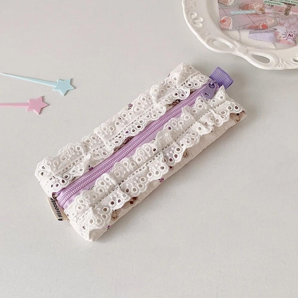 Sweet Lace Korean Style Pencil Case Desktop Storage Bow Pencil Pouch Bow Stationery Bag  Children